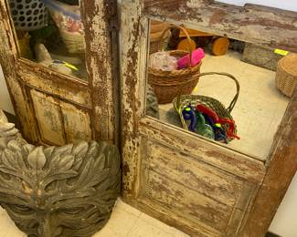 Rustic wooden doors with mirrors 
