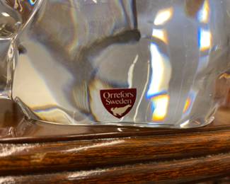 Orrefors Sweden crystal bunny rabbits signed by Olle Alberius #4287-111