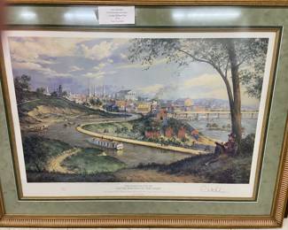 Paul McGehee, Limited Edition print, “Old Richmond on the James”, originally $750, beautifully matted and framed, 42” x 32”