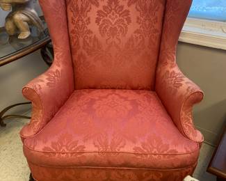 Damask wing back chair