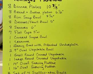 A. Raynaud et Co, Limoges, France, Vieux China (Empire White) 61 pieces total. See List.  Very good condition