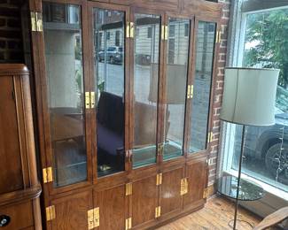 Henredon Campaign Style 7 China Cabinet