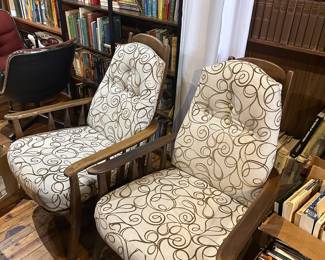 Mid Century Chairs with Modern Fabric