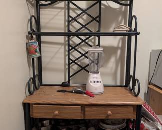 bakers rack and kitchen gear