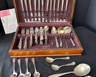 Prestige The Grenoble Pattern Silver Plate Flatware, 4 Cintage Souvenir Spoons,