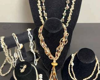 Puca Shell Necklaces, Earrings, and Multibead Tassel Necklaces