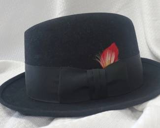 Stetson Black Felt Hat With Red Feather