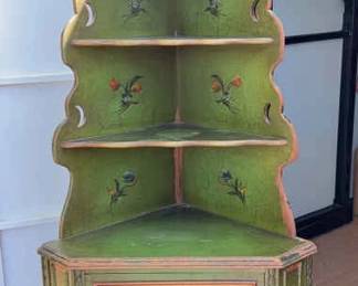 Vintage Hand Painted Corner Hutch