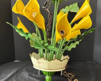 Vintage International Laboratories, Inc Metal Calla Lillies Chandelier hard Wired