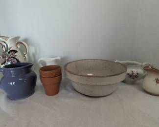 Decorative Porcelain Pitchers, Ceramic Vase Bowl, Two miniature planters
