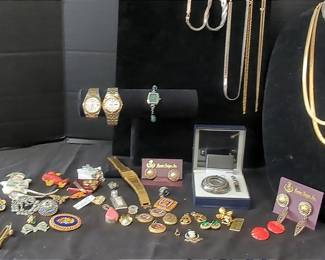 Costume Jewelery, Brooches, Watches, Pendants