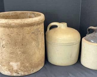 2 Stoneware Jugs Crock
