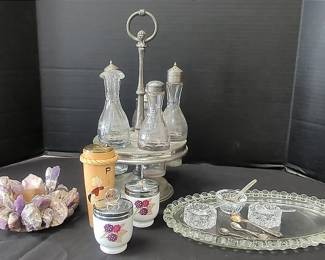 Cruet Condiment Set, Salt Sellers, Various Other Entertaining Serveware