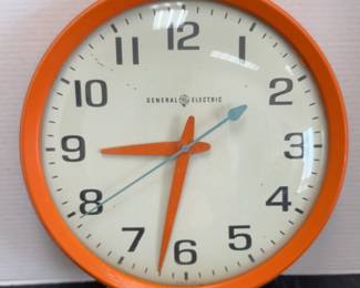 Vintage Orange GE Wall Clock