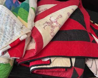 Quilt And Wall Hanging Hand Quilted Red, Colorful Quilt