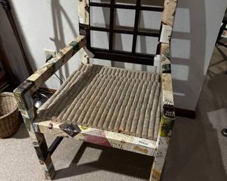 Studio art chair with a cork seat and a most unusual intriguing look