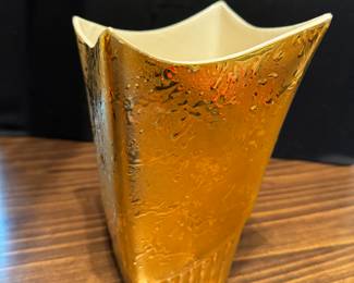 Beautiful square gold vase about 11 inches tall