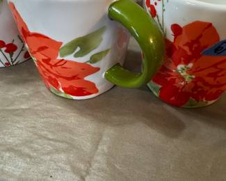 Six Poinsettia beverage mugs
