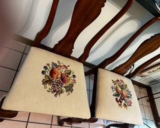 6 dining chairs with beautiful needlework