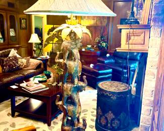Fantastic Horchow carved elephant floor lamp