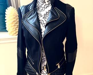 Fashionable leather trim jacket