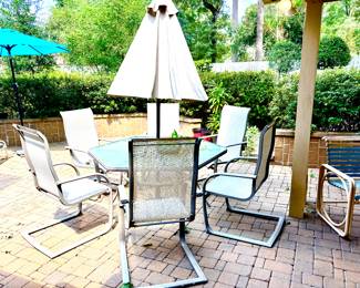 Patio table/6 sling chairs