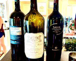 Large decorative wine bottles