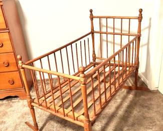 Antique wood baby cradle