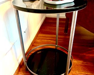 Pair of black/chrome side tables