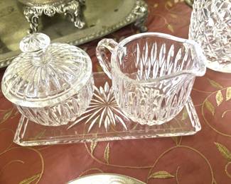 Vintage crystal cream and sugar