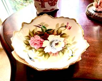 Vintage handprinted gold trim dish
