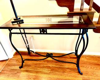 Modern iron and glass entry table