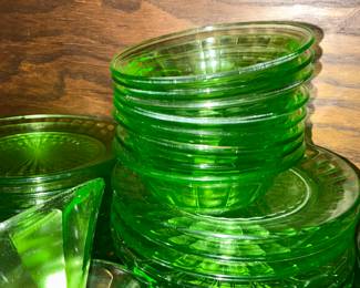 Different sets of you uranium glassware