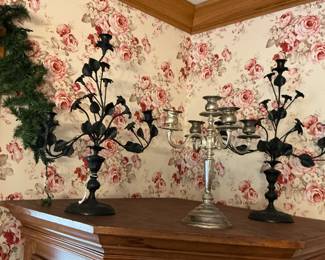 Beautiful candelabra from silver plate to rot iron
