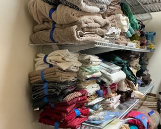A lot of towels wash rags sheet sets  King to twin