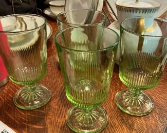 Green water goblets