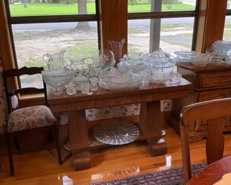 The crystal is sitting on whats considered a tiger Oak library table