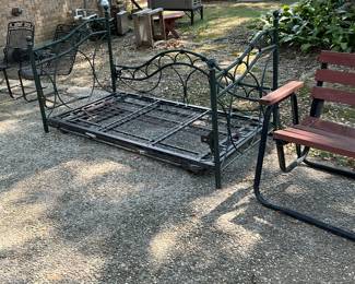 This is an iron trundle bed, no mattress