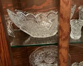 Cut crystal serving dishes 