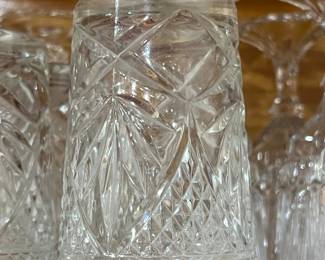 Full sets of Fostoria crystal glasses