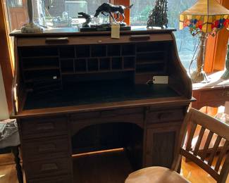 Inside of the roll top desk