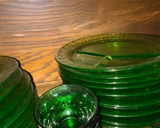 Dinner ware  of uranium glass.