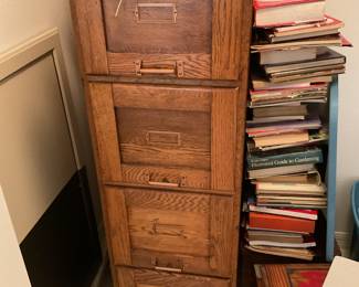 antique Oak 4 drawer File Cabinet