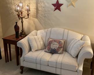 Formal Loveseat beautiful chandelier lamp nesting tables