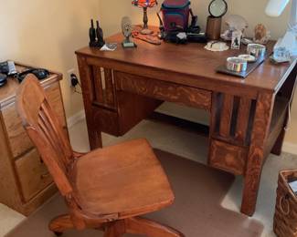 Antique Oak Desk & Chair