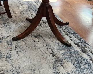 Antique Pedestal Drum Table with Leather Top and Glass Insert