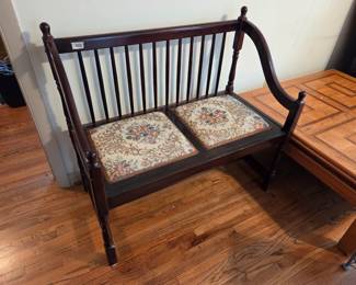 #22	Wood Bench w/2 upholstered Seats - 37x20x35	 $75.00 
