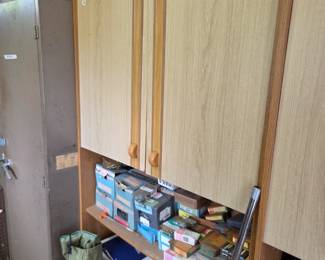 #123	Laminate 2 Door Storage Cabinet -w/2 shelves (as-is) 39x12x79	 $40.00 
