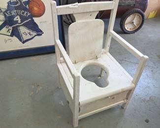 #203	White Wood Chair w/hole (as is condition)	 $20.00 
