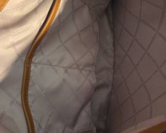 #240	Michael Kors Cream/Tan Leather Handle Shoulder Bag 	 $50.00 
